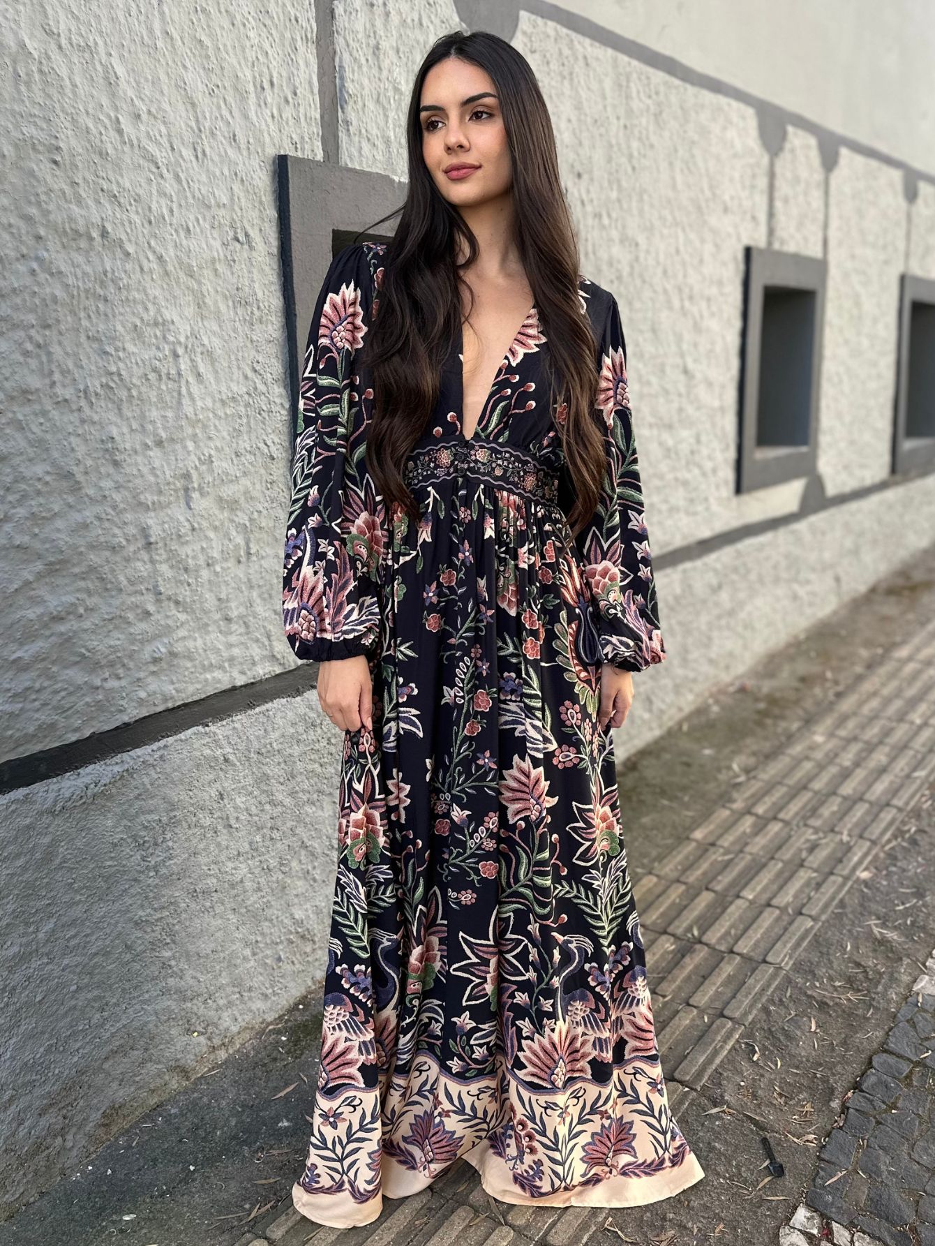 Vestido Farm Longo Com Manga Comprar Vestido Longo Manga Jardim