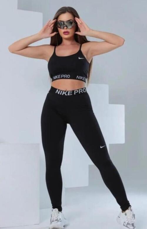 Conjunto Nike PRO Feminino Fitness Flexível Crossfit Academia
