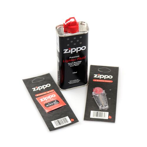 Kit Zippo Original - Fludo 125ml, 6 Pedras e Pavio