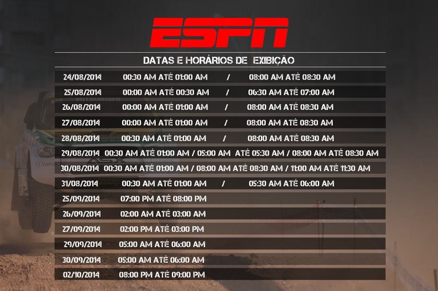 PROGRAMAO DA BAND E ESPN - RALLY DOS SERTES 2014