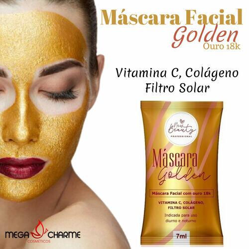 New Beauty Máscara Facial Ouro 18K Golden - Kit 5 Sachês