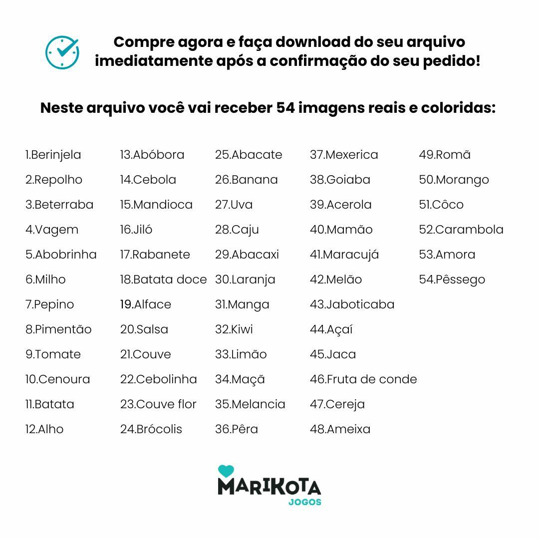 Pareamento de frutas, legumes e verduras nomeadas - fichas digitais ...