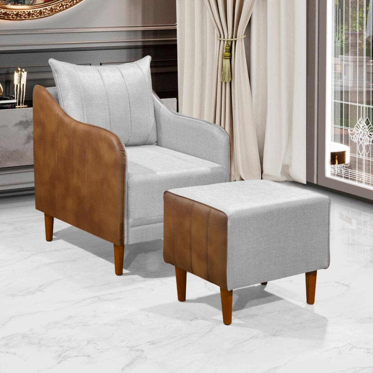 Poltrona Sofá Alicia com Puff Decorativo com Almofada Solta - a partir de  R$699,24, image size:1200x1200