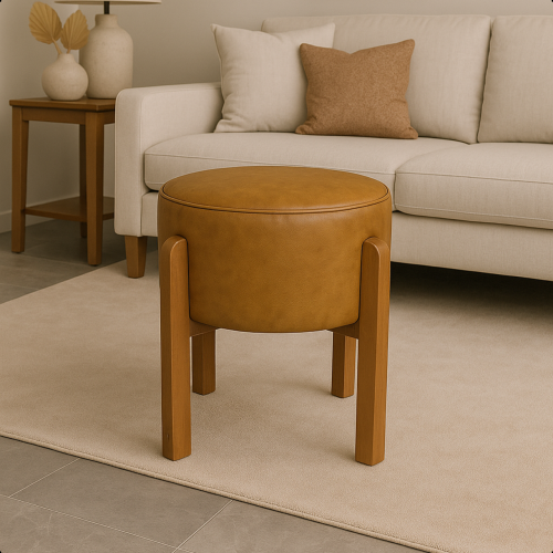 Comprar Puff Banqueta Redondo Zoe Corino Decorativo Base de