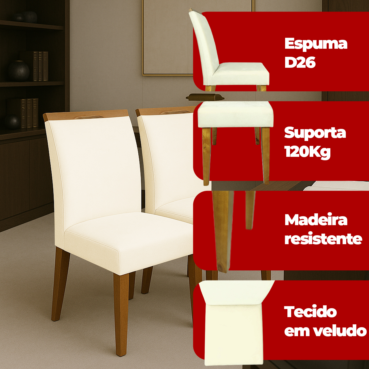 Cadeira de Jantar em Linho e Madeira | Design Elegante - a partir de  R$492,78, image size:1280x1280