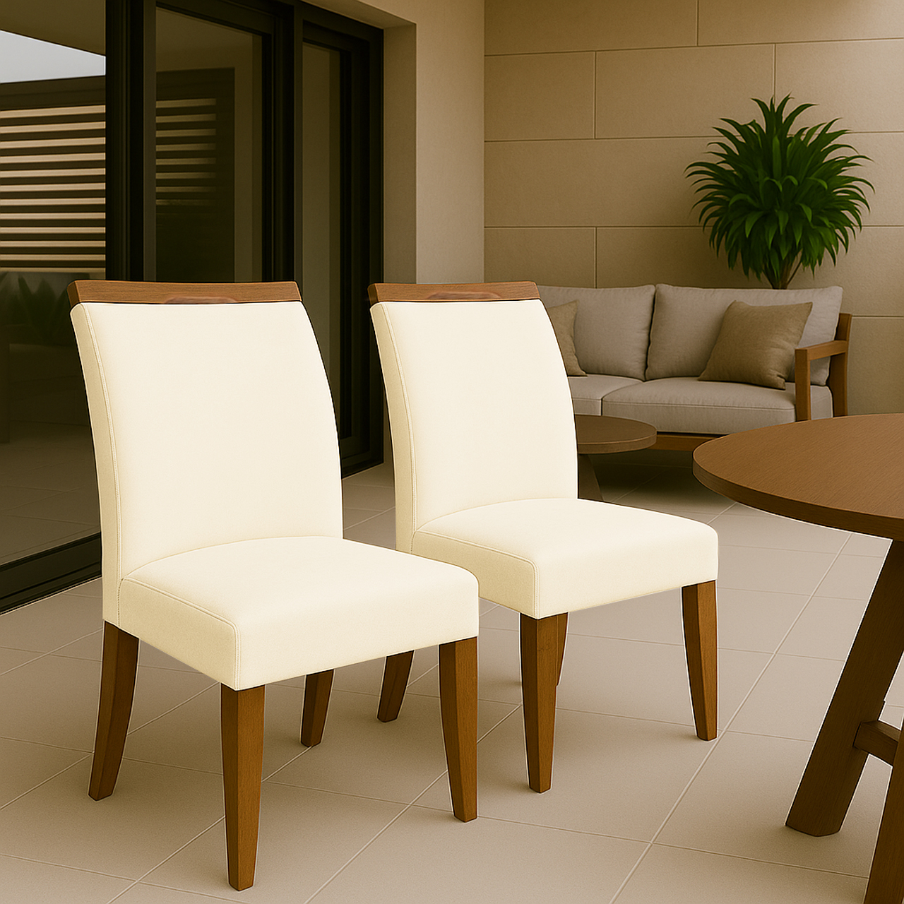 Cadeira de Jantar em Linho e Madeira | Design Elegante - a partir de  R$492,78, image size:1280x1280