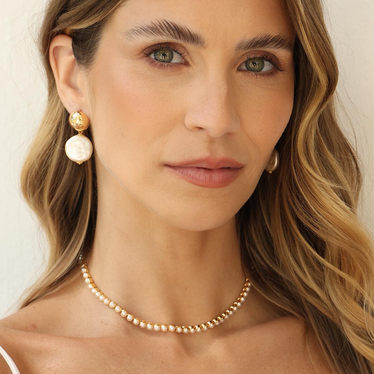 Colar Riviera Pérolas Semijoia Ouro 18k | Acessórios Blanc - R$179,90