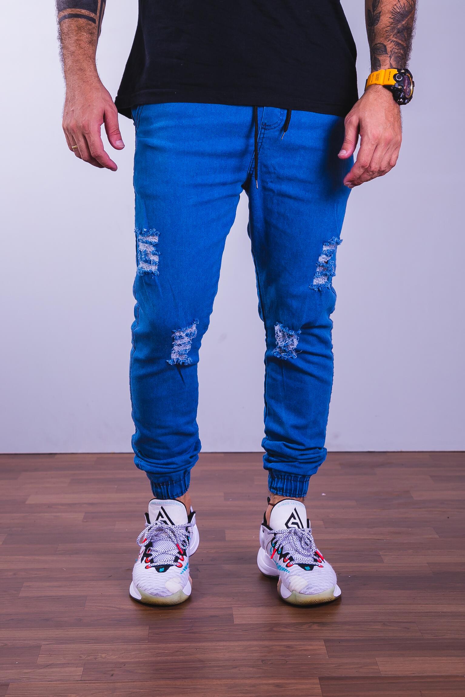 Comprar Calça Jogger Jeans Rasgada - a partir de R$66,49 - Lojão da NET