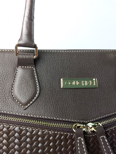 Bolsa Tote Bel - Couro Relax Café c/ Tressê Trança Café