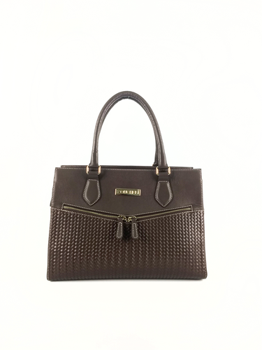 Bolsa Tote Bel - Couro Relax Café c/ Tressê Trança Café