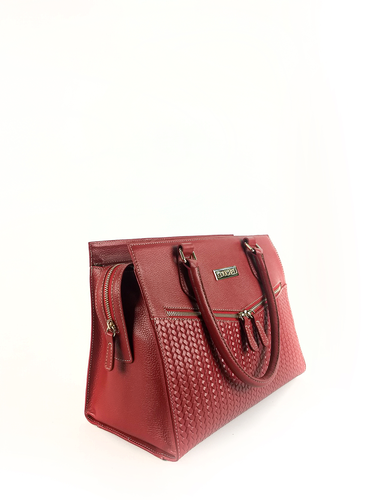 Bolsa Tote Bel - Couro Relax Vermelho c/ Tressê Trança Vermelho