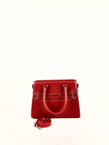 Bolsa Tote Fran - Couro Tressê Francês Vermelho c/ Relax Vermelho