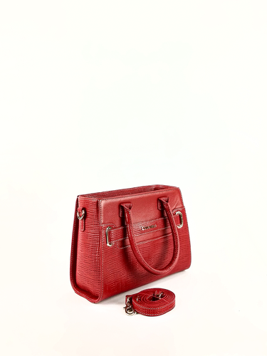 Bolsa Tote Fran - Couro Tressê Francês Vermelho c/ Relax Vermelho