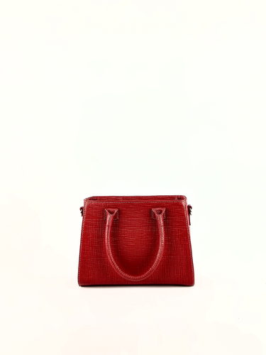 Bolsa Tote Fran - Couro Tressê Francês Vermelho c/ Relax Vermelho