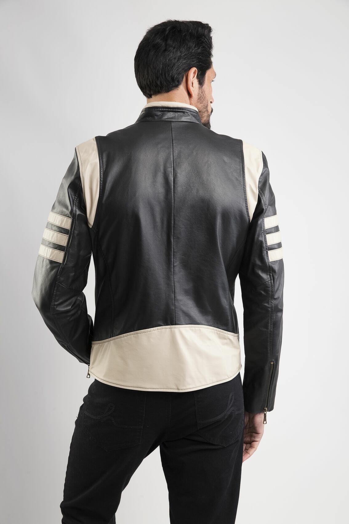 Jaqueta Léo de Couro Vest Preto c/ Nude