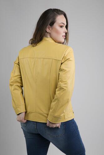 Jaqueta Ciça de Couro Vest Amarelo