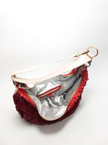 Bolsa Shoulder Lila - Couro Vest Vermelho c/ Relax Bege