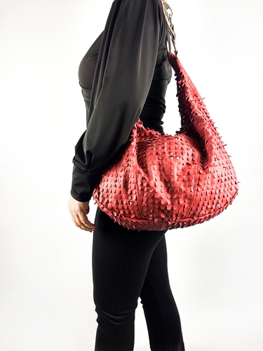 Bolsa Shoulder Lila - Couro Vest Vermelho c/ Relax Bege
