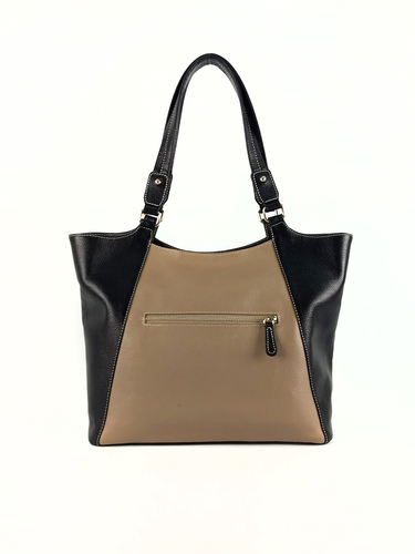 Bolsa Shopping Pri - Couro Relax Preto c/ Bege
