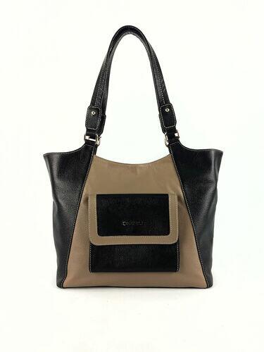 Bolsa Shopping Pri - Couro Relax Preto c/ Bege