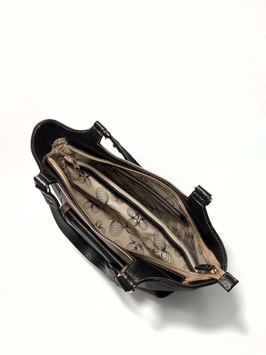 Bolsa Shopping Pri - Couro Relax Preto c/ Bege