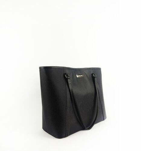 Bolsa Shopping Bia - Couro Tressê Valência Preto c/ Relax Preto