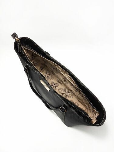 Bolsa Shopping Bia - Couro Tressê Valência Preto c/ Relax Preto