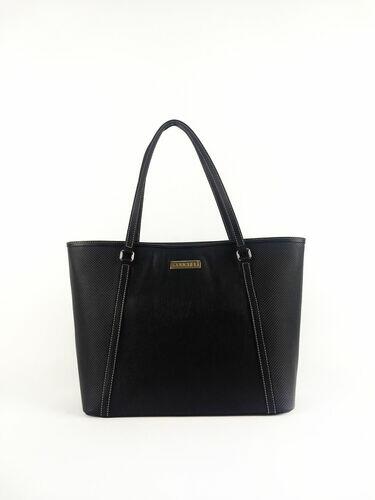 Bolsa Shopping Bia - Couro Tressê Valência Preto c/ Relax Preto