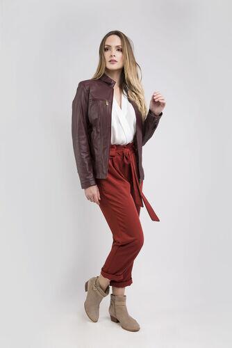 Jaqueta July de Couro Vest Marsala