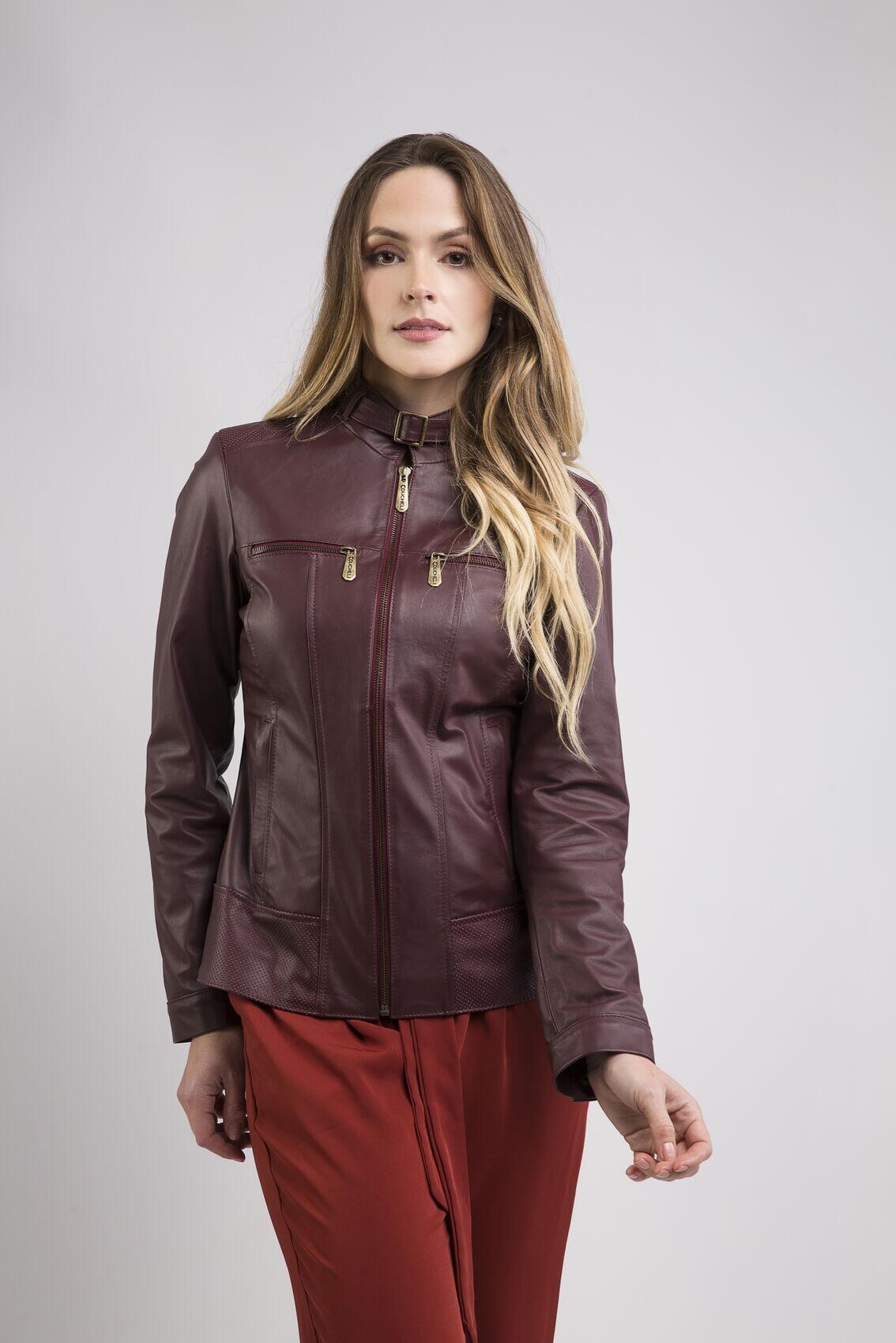 Jaqueta July de Couro Vest Marsala