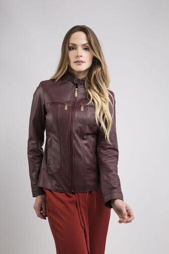 Jaqueta July de Couro Vest Marsala