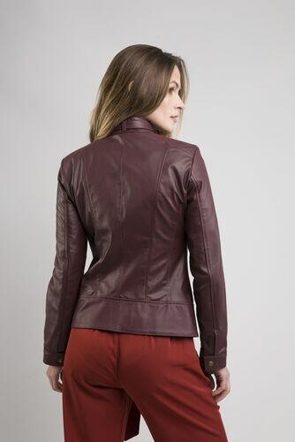 Jaqueta July de Couro Vest Marsala