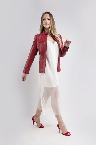 Jaqueta July de Couro Vest Vermelho