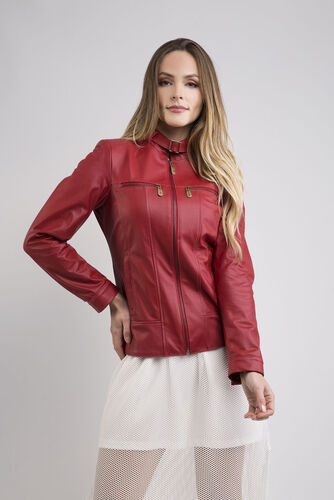 Jaqueta July de Couro Vest Vermelho