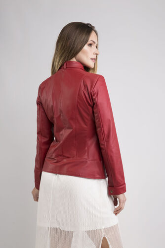 Jaqueta July de Couro Vest Vermelho