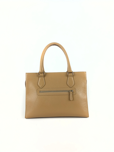 Bolsa Tote Bel - Couro Relax Bege Claro c/ Tressê Trança Bege Claro