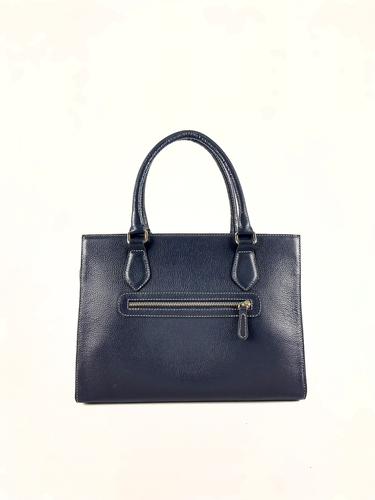 Bolsa Tote Bel - Couro Relax Azul Marinho c/ Tressê Trança Azul Marinho