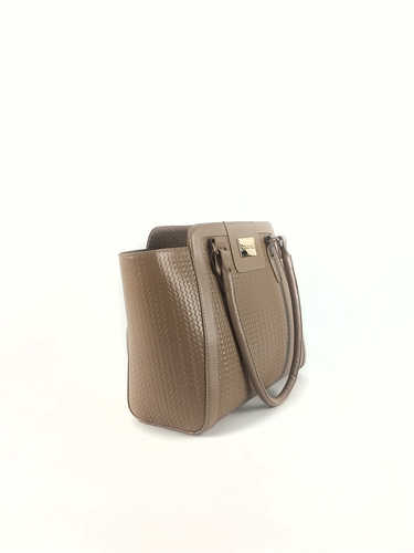 Bolsa Shopping Paty - Couro Tressê Trança Bege c/ Relax Bege