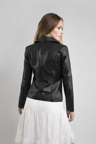 Jaqueta Helô de Couro Vest Preto