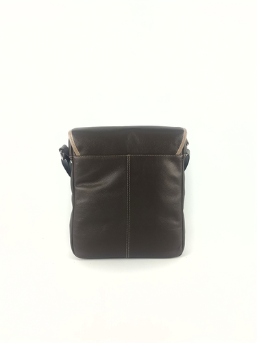 Bolsa Carteiro Duda - Couro Relax Café c/ Bege
