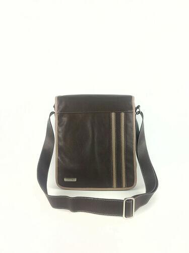 Bolsa Carteiro Duda - Couro Relax Café c/ Bege