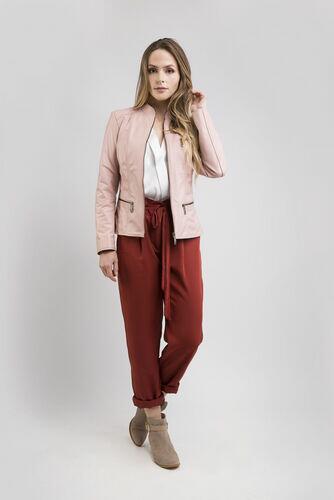 Jaqueta Tici de Couro Vest Rosa