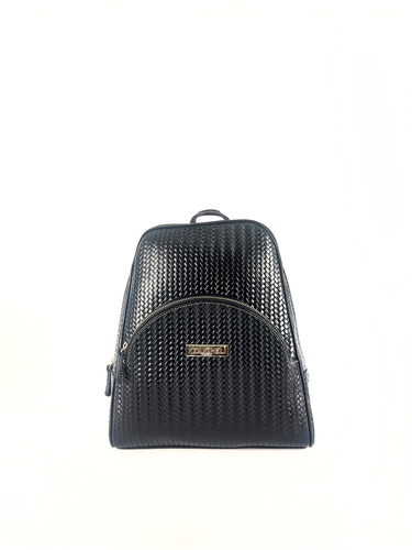 Mochila Vick - Couro Tressê Trança Preto c/ Relax Preto