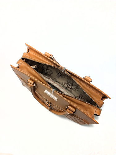 Bolsa Tote Bel - Couro Relax Caramelo c/ Tressê Trança Caramelo