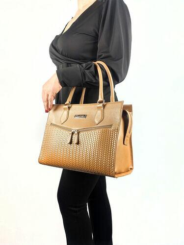 Bolsa Tote Bel - Couro Relax Caramelo c/ Tressê Trança Caramelo