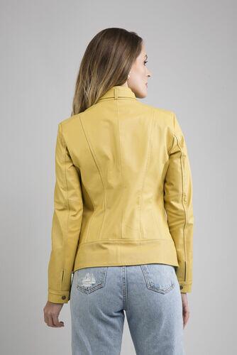 Jaqueta July de Couro Vest Amarelo