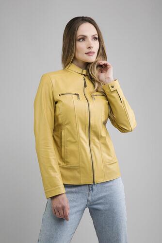 Jaqueta July de Couro Vest Amarelo