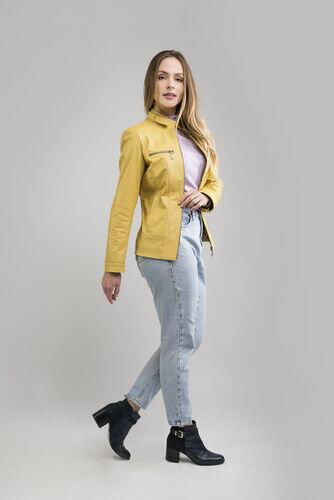 Jaqueta July de Couro Vest Amarelo