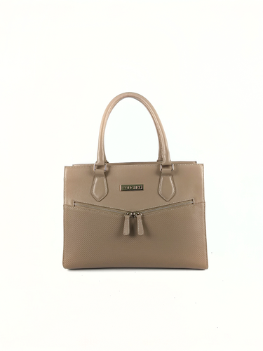 Bolsa Tote Bel - Couro Relax Bege c/ Tressê Valência Bege
