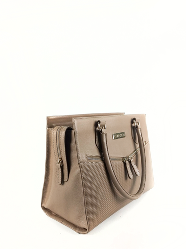 Bolsa Tote Bel - Couro Relax Bege c/ Tressê Valência Bege